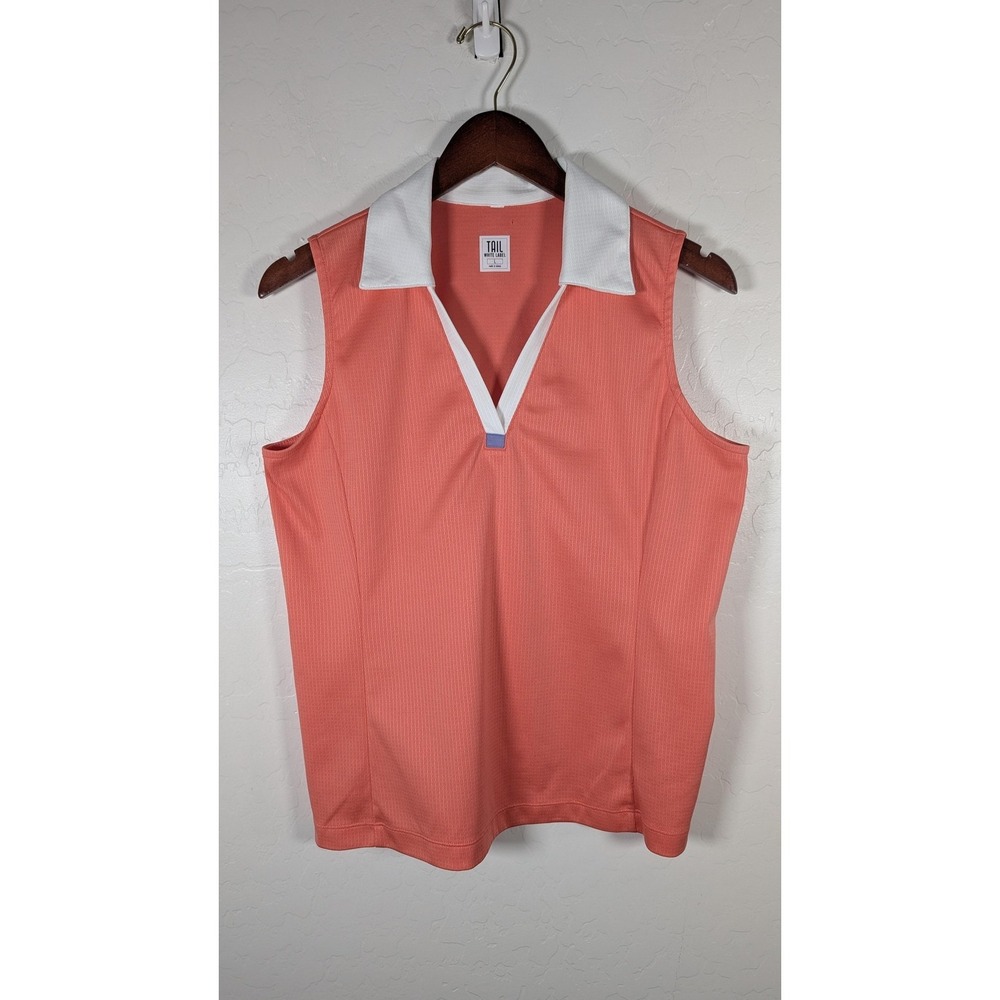 Tail White Label Shirt Womens Large Pink Sleeveless Collared Golf Top